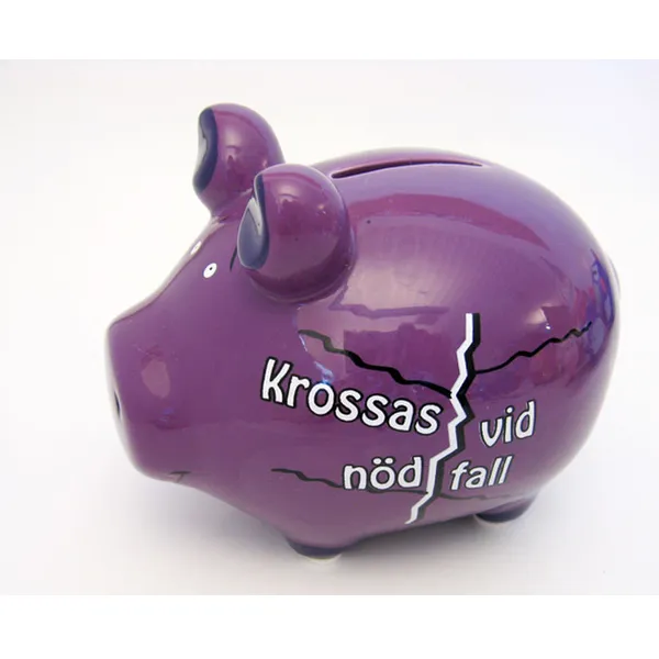 Spargris - Krossas vid nödfall